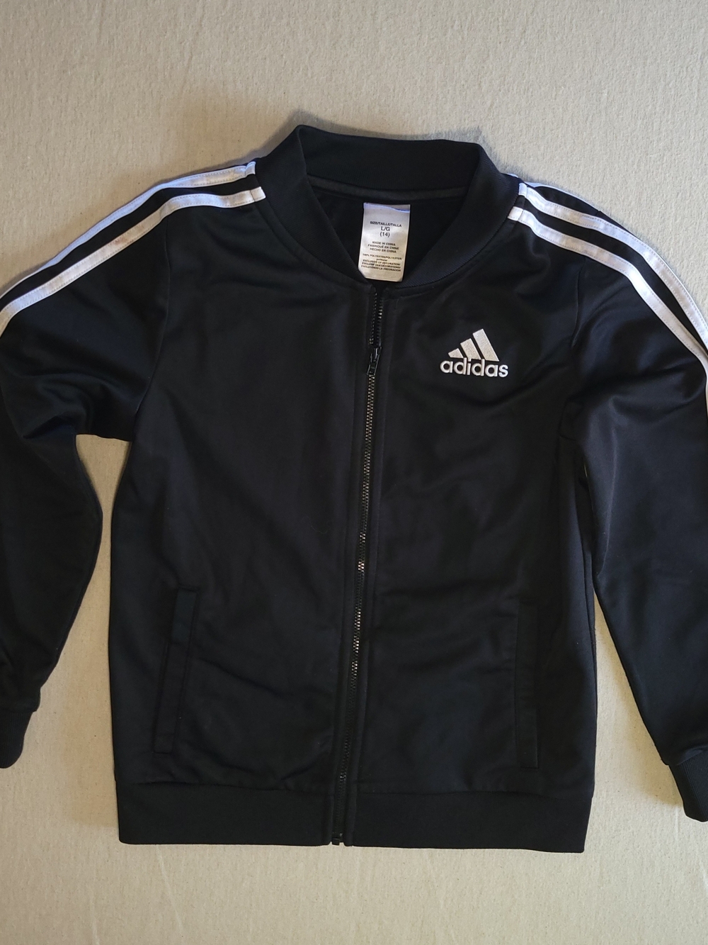 adidas Kids Black Track Jacket with White Stripe